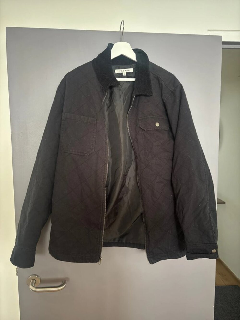 Men's Black Quilted Lightweight Jacket Size M